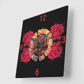 Wall Clock RebellionRosesClub78  スクエア壁時計 (傾斜)