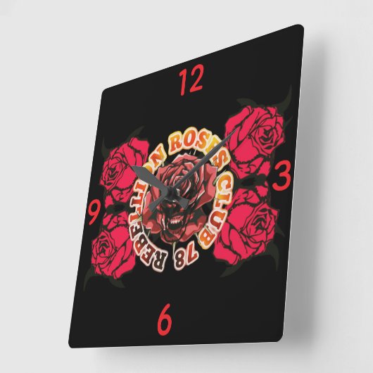 Wall Clock RebellionRosesClub78  スクエア壁時計 (傾斜)