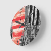 Wall Clock – Red Pulse Abstract Design ラウンド壁時計 (傾斜)