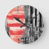 Wall Clock – Red Pulse Abstract Design ラウンド壁時計 (正面)