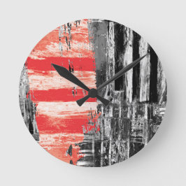 Wall Clock – Red Pulse Abstract Design ラウンド壁時計