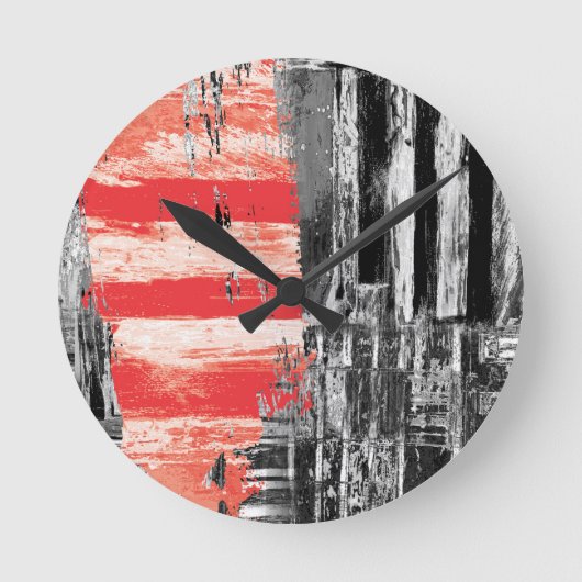 Wall Clock – Red Pulse Abstract Design ラウンド壁時計 (正面)