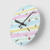 Wall Clock – Sports & Stripes Pastel Racing Design ラウンド壁時計 (傾斜)