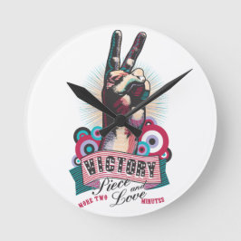 Wall Clock – Victory Peace & Love Pop-Art Design ラウンド壁時計