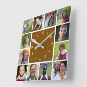 Wall Clock with 12 personal photos スクエア壁時計 (傾斜)