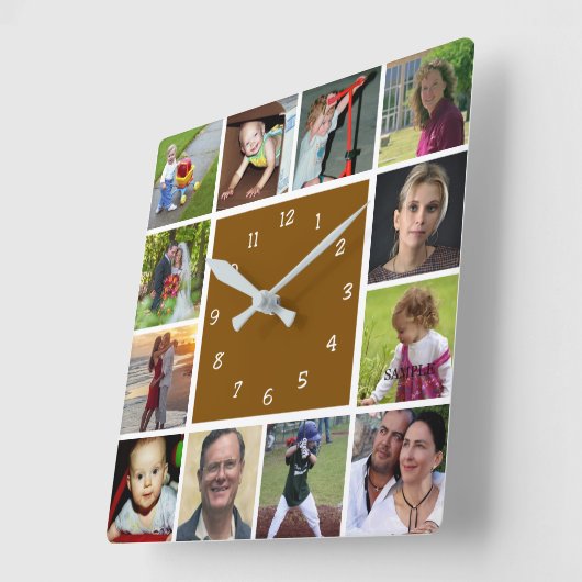 Wall Clock with 12 personal photos スクエア壁時計 (傾斜)
