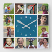 Wall Clock with 12 personal photos スクエア壁時計 (正面)
