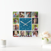 Wall Clock with 12 personal photos スクエア壁時計 (ホーム)