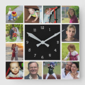Wall Clock with 12 personal photos スクエア壁時計 (正面)