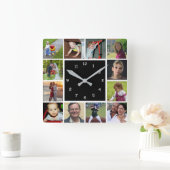Wall Clock with 12 personal photos スクエア壁時計 (ホーム)