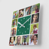 Wall Clock with 12 personal photos スクエア壁時計 (傾斜)