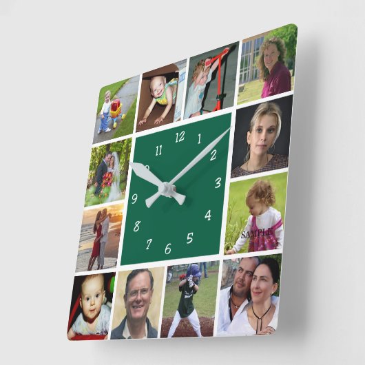 Wall Clock with 12 personal photos スクエア壁時計 (傾斜)