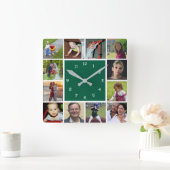 Wall Clock with 12 personal photos スクエア壁時計 (ホーム)