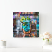 Wall clock with a colorful mixed drink design. スクエア壁時計 (ホーム)