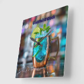 Wall clock with a colorful mixed drink design. スクエア壁時計 (傾斜)