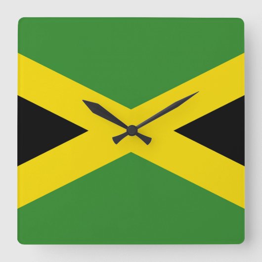Wall Clock with Flag of Jamaica スクエア壁時計 (正面)