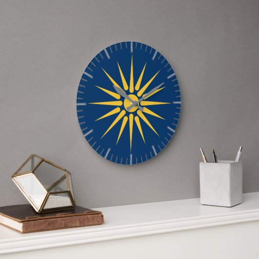 Wall Clock with flag of Macedonia, Greece ラージ壁時計 (オフィス)