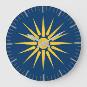 Wall Clock with flag of Macedonia, Greece ラージ壁時計 (正面)