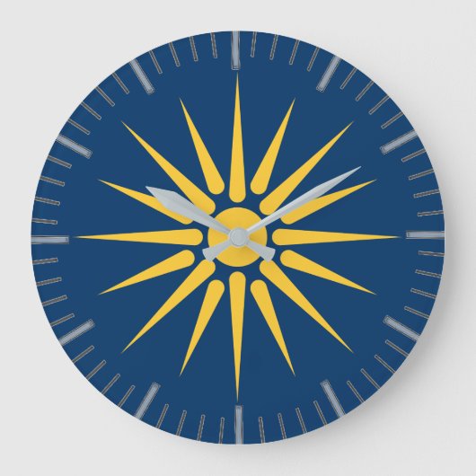 Wall Clock with flag of Macedonia, Greece ラージ壁時計 (正面)