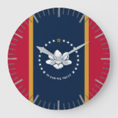Wall Clock with flag of Mississippi State, USA ラージ壁時計 (正面)