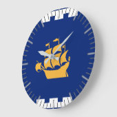 Wall Clock with Flag of Quebec City, Canada ラージ壁時計 (傾斜)