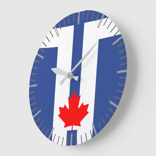 Wall Clock with flag of Toronto, Canada ラージ壁時計 (傾斜)