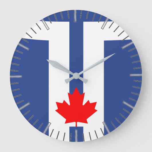 Wall Clock with flag of Toronto, Canada ラージ壁時計 (正面)