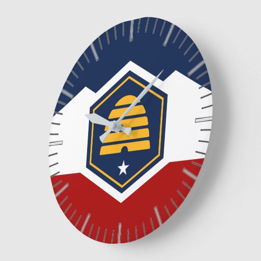 Wall Clock with Flag of Utah, USA ラージ壁時計 (傾斜)