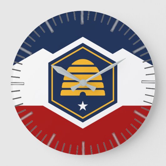 Wall Clock with Flag of Utah, USA ラージ壁時計 (正面)