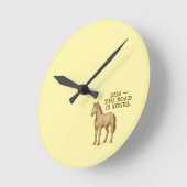 Wall Clock with motivational text and horse ラウンド壁時計 (傾斜)