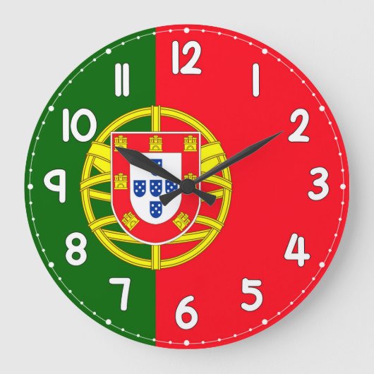 Wall Clock with Portugal Flag - Flag of Portugal ラージ壁時計 (正面)