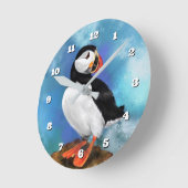 Wall Clock with Puffin ラウンド壁時計 (傾斜)