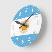 Wall Clock with the flag of Argentina - Flag of Ar ラウンド壁時計 (傾斜)