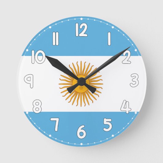 Wall Clock with the flag of Argentina - Flag of Ar ラウンド壁時計 (正面)