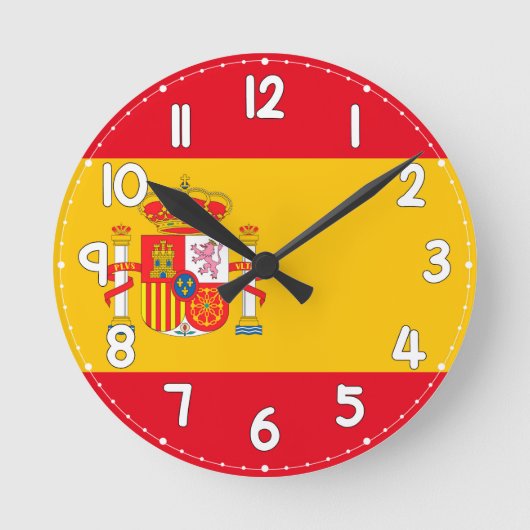 Wall Clock with the Spanish Flag - Flag of Spain ラウンド壁時計 (正面)