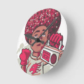 Wall Clock – YOUTH Power Afro & Boombox Urban  ラウンド壁時計 (傾斜)