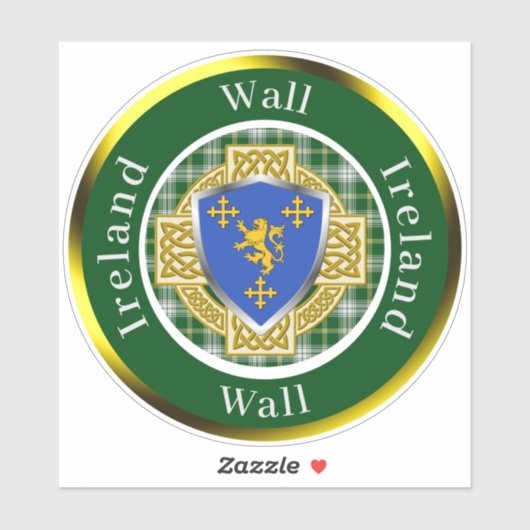 Wall Irish Shield/Celtic Cross Personalized シール (シート)