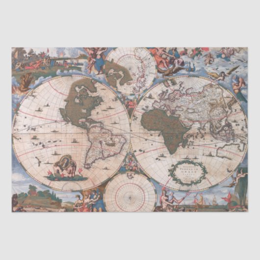 Wall Map of the World By Cornelis Danckerts 薄葉紙 (正面)