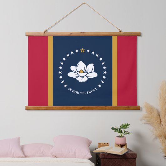 Wall Tapestry with flag of Mississippi State, USA 吊り下げ型タペストリー (寝室)