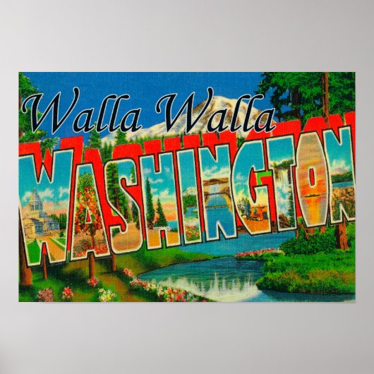 Walla Walla, Washington - Large Letter Scenes ポスター (正面)