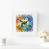 Wallace bee painting 130724AREF109 - Watercolor スクエア壁時計 (ホーム)