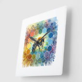 Wallace bee painting 130724AREF109 - Watercolor スクエア壁時計 (傾斜)
