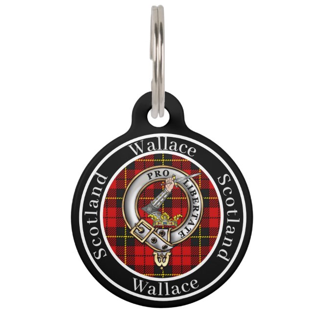 Wallace Clan Badge & Tartan Personalized People ペット　ネームタグ (正面)