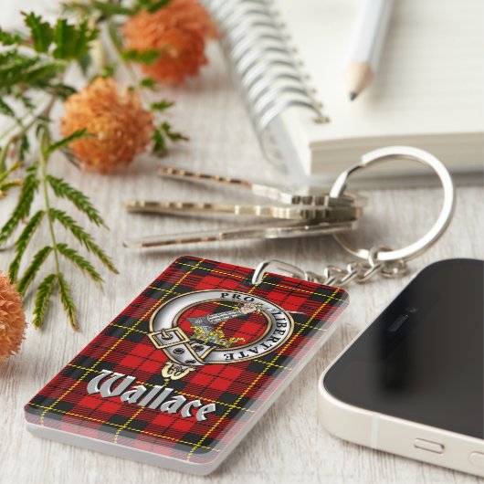 Wallace Clan Badge/Tartan Rectangle キーホルダー (正面右)