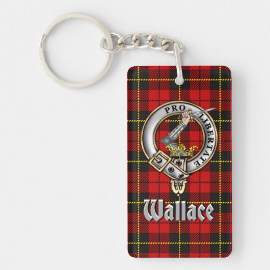 Wallace Clan Badge/Tartan Rectangle キーホルダー (正面)