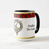 Wallace Clan Badge Tartan w/Gold Rim マグカップ (正面右)