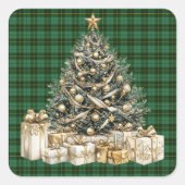 Wallace Hunting Scottish Tartan Christmas スクエアシール (正面)
