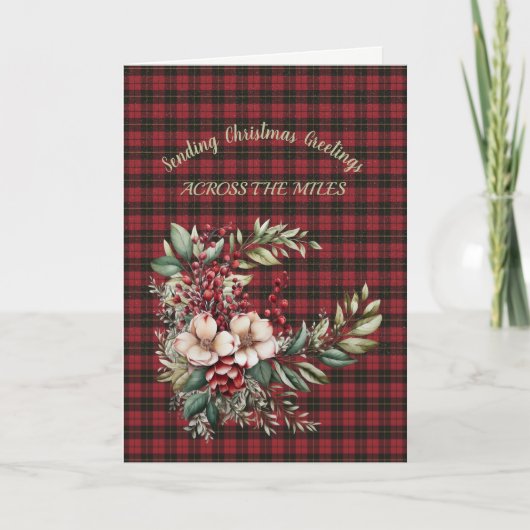 Wallace Red Scottish Tartan Holiday Card シーズンカード (正面)