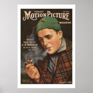 Wallace Reid Vintage 1917 Movie Magazine Print ポスター