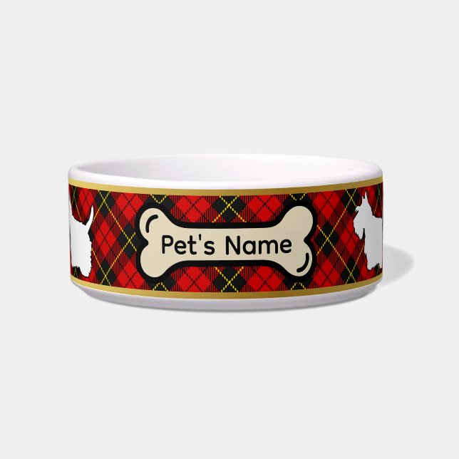 Wallace Tartan Scottie Dog Personalized Bowl ボウル (正面)